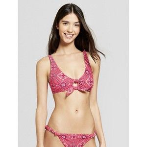 Vanilla Beach Red Bikini Set Knot Front BraletteTop Cheeky Bottom Size XL